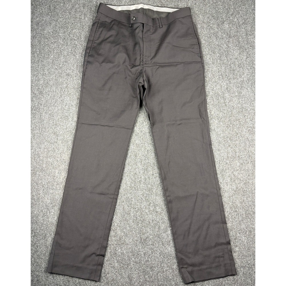 Calvin Klein Mens Slim Fit Dress Pants Black Wool Blend 34x32 (32x31)